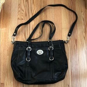 Black leather Coach tote and matching wallet